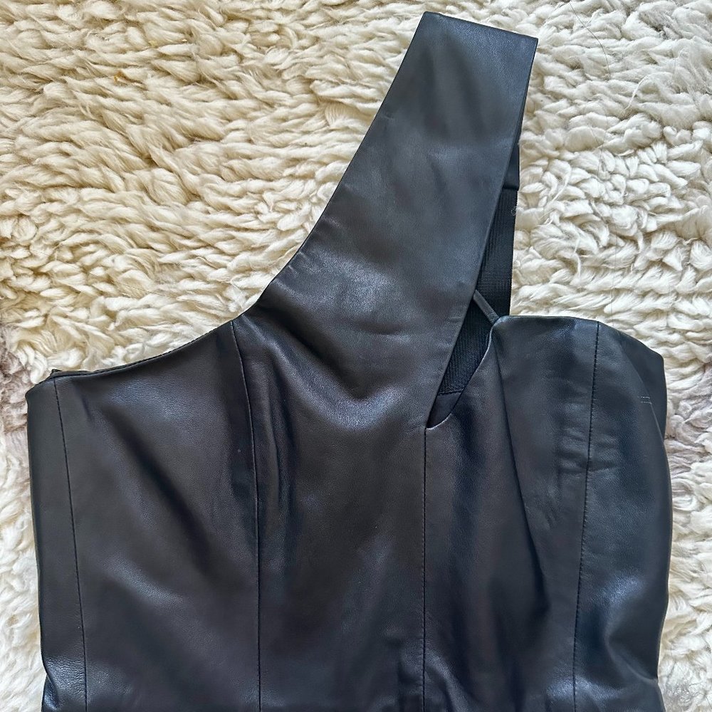 Mason Black Leather Mini Dress - Picture 5 of 13